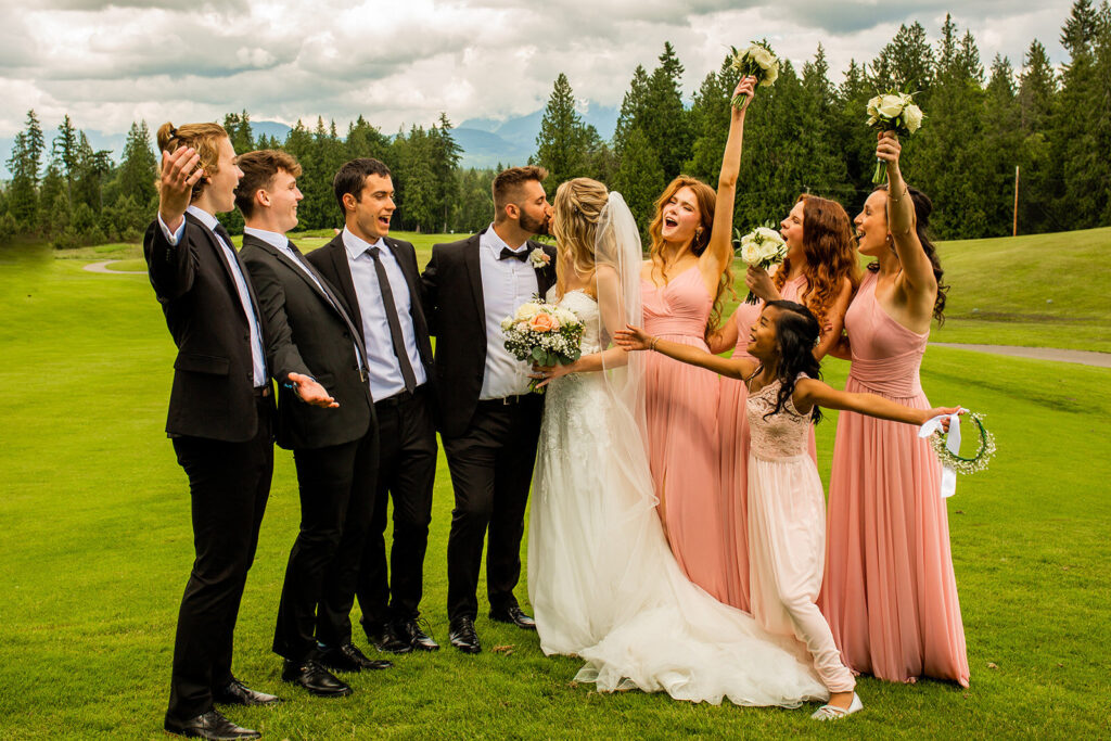 Wedding group portrait at a Redwoods Golf Course Wedding