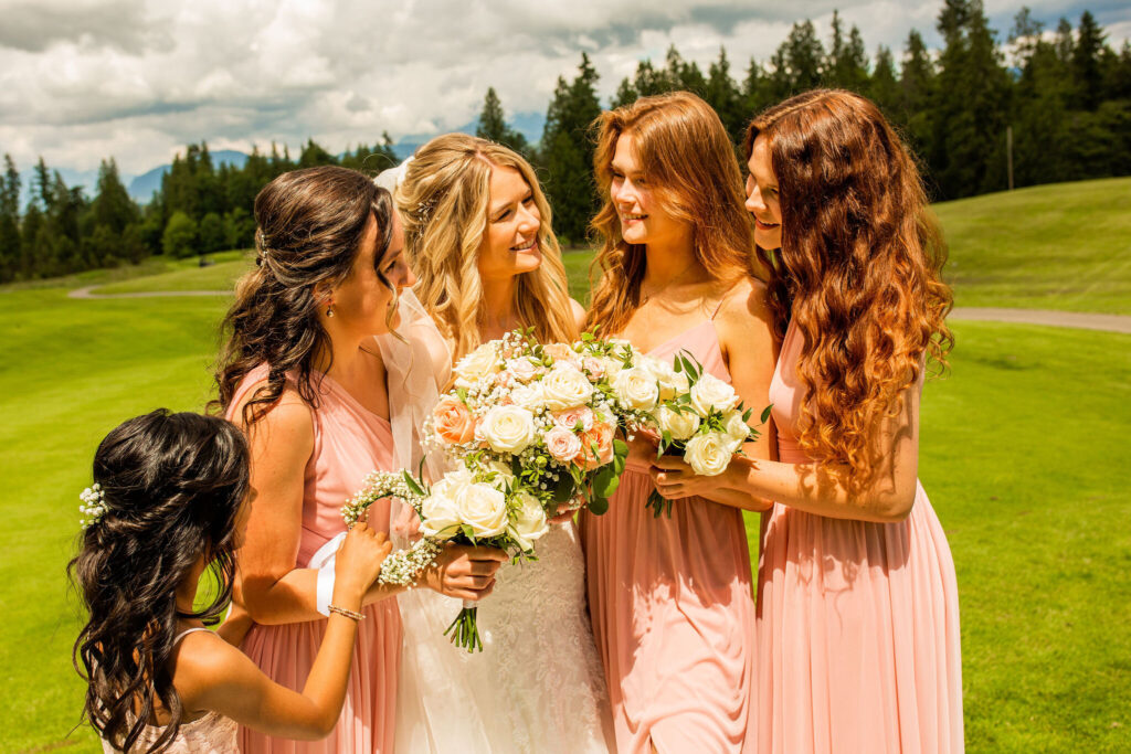 Bride and bridesmaids portraits at a Redwoods Golf Course Wedding
