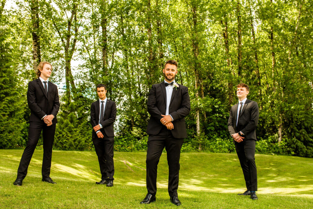 Groom and groomsmen at a Redwoods Golf Course Wedding