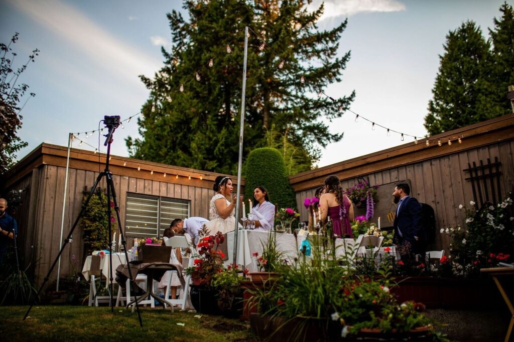 Wedding reception at a Backyard wedding in BC