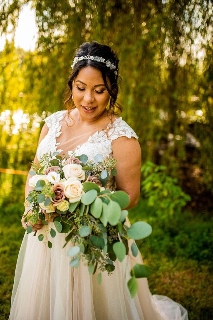 Bridal portraits after a backyard wedding ceremony in BC