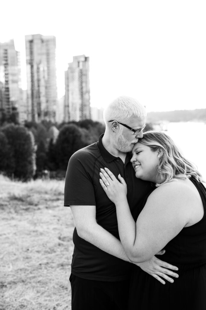 Vancouver engagement photo in black and white