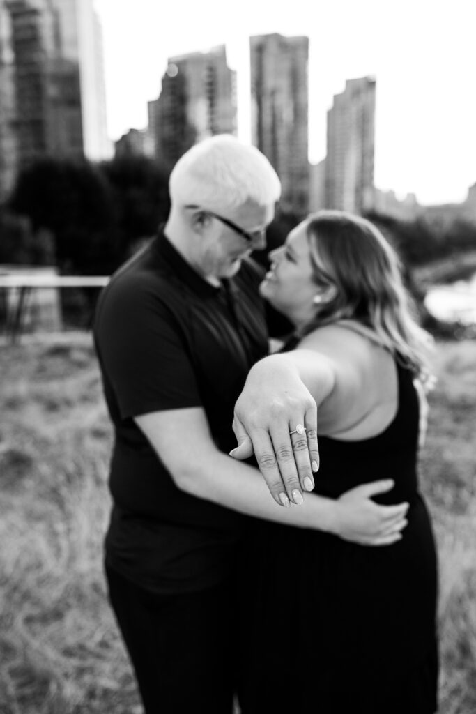Vancouver engagement shoot with woman showing her ring