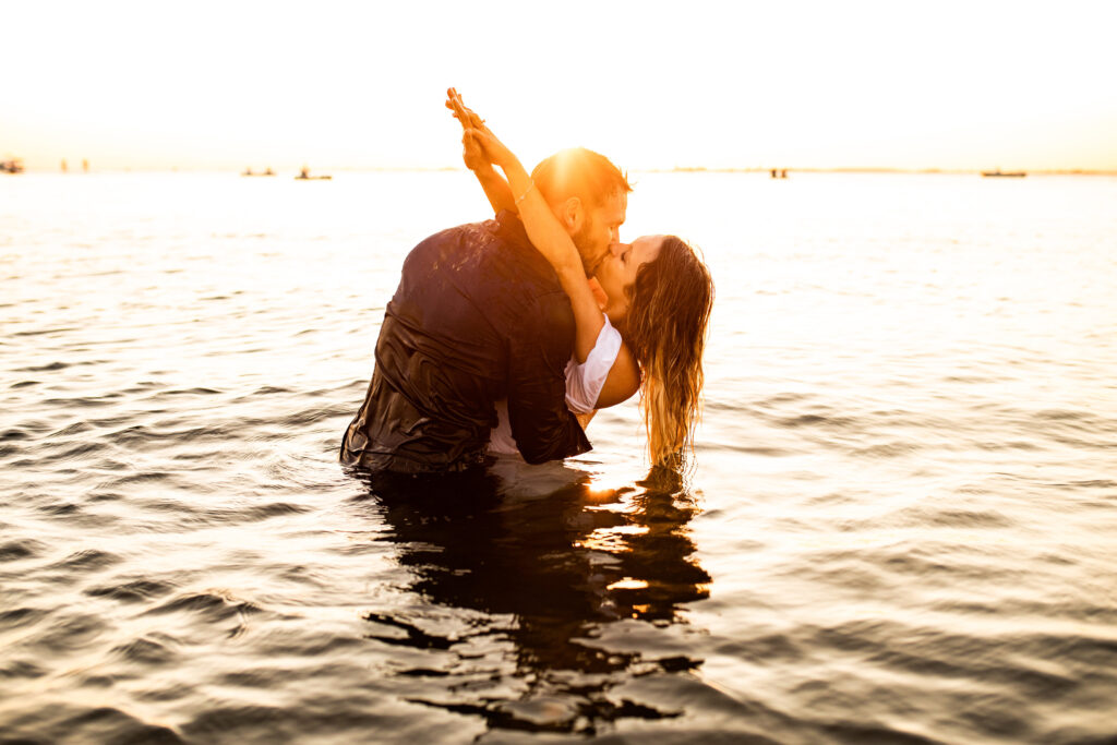 Golden hour engagement photo session on crescent beach BC