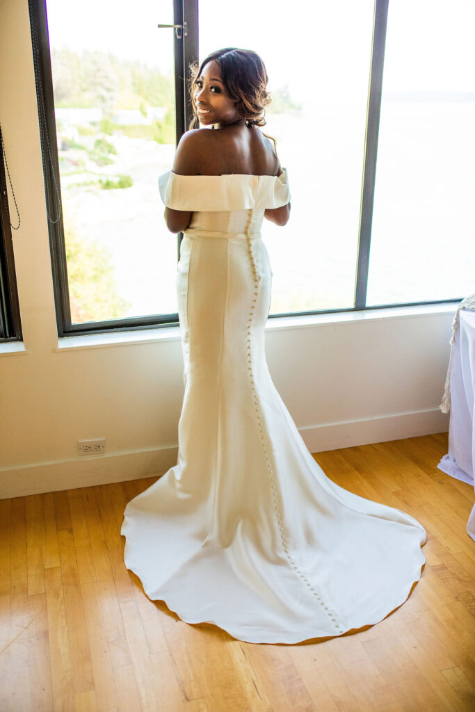Bride in her dress for a Vancouver wedding