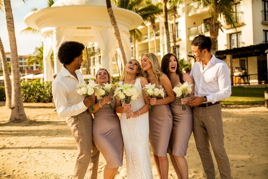 Wedding group portrait at Hyatt Ziva Los Cabos