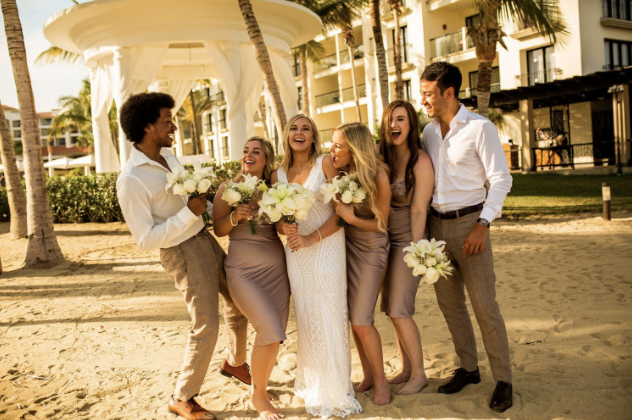 Group portrait at a destination wedding in Mexico