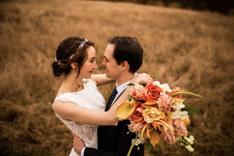 Wedding photoshoot with flowers in Campbell Valley Park BC