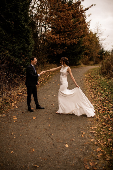 Romantic wedding photos in Campbell Valley Park BC