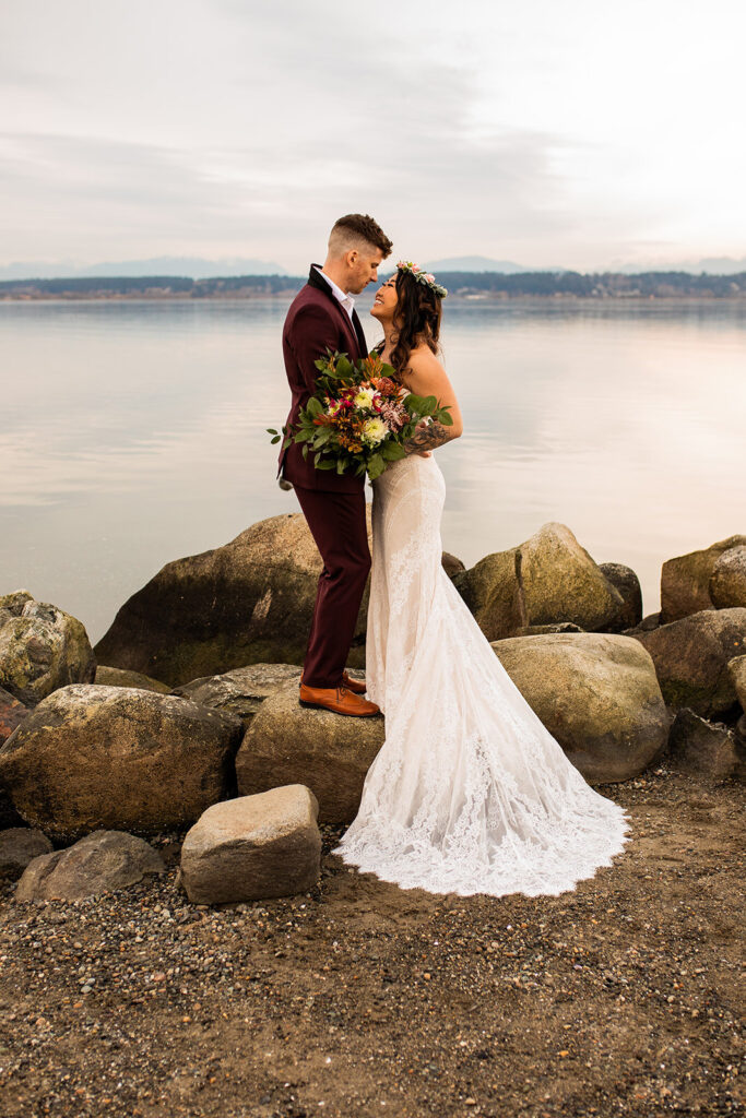 Wedding photos on a lake in BC
