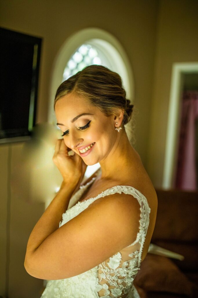Bride getting ready for her intimate backyard wedding in Maple Ridge BC