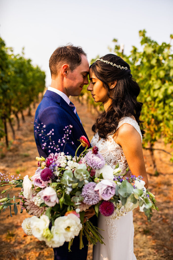 Newlywed photos at a winery wedding