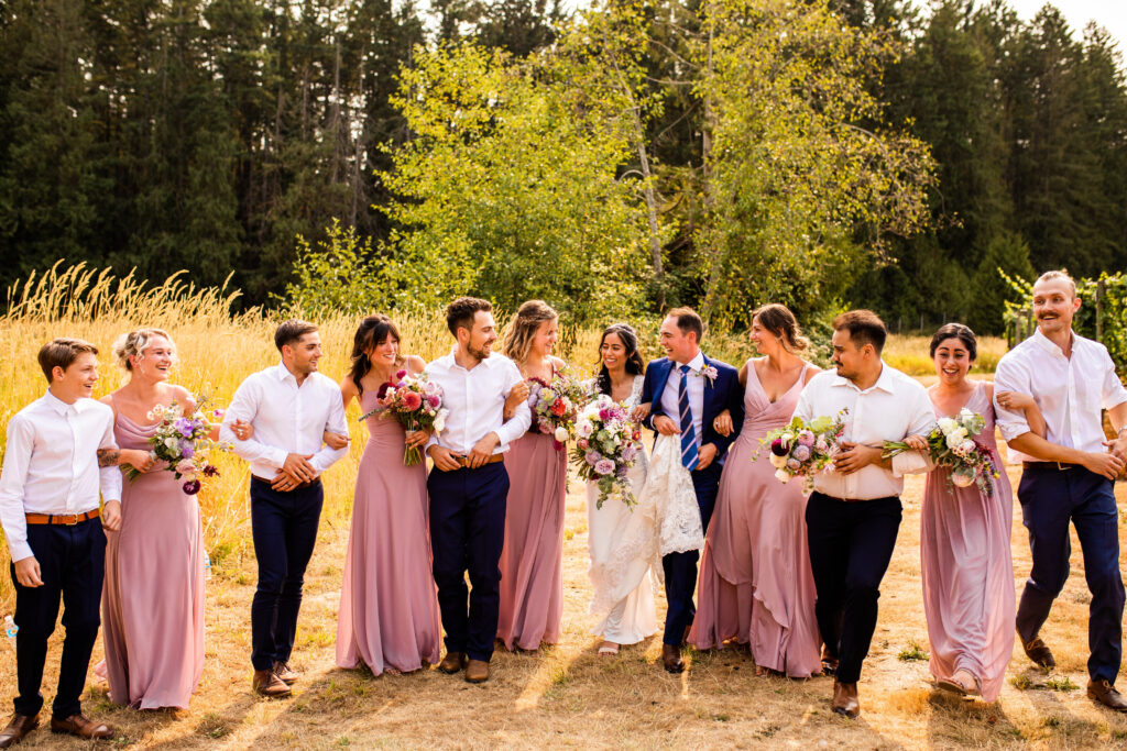 Full group photo at Vancouver Island Wedding At Enrico Winery