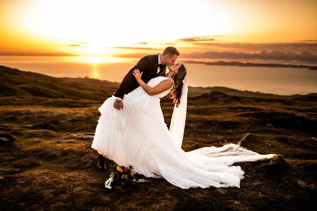 Dreamy wedding photography at sunset