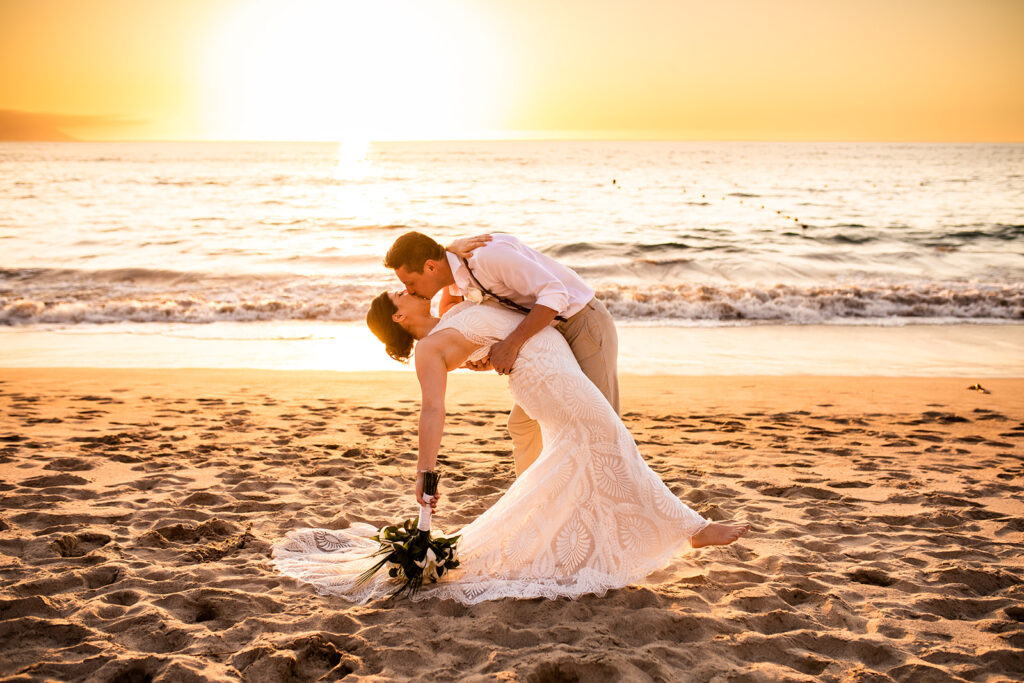 Romantic sunset wedding photography at a Cabo San Lucas wedding