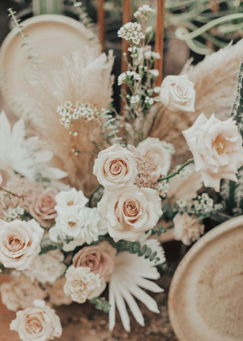Blush roses for a wedding flower arrangement