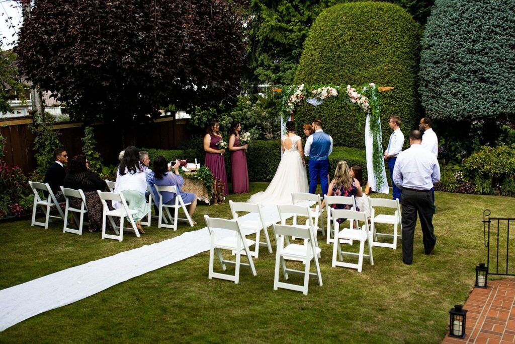Backyard wedding in BC with a few guests